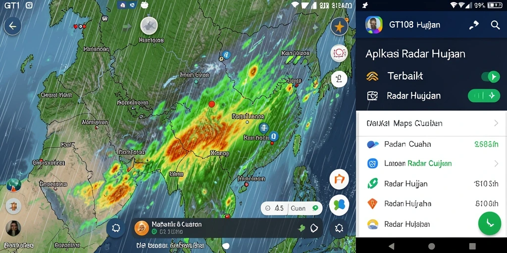 Tampilan antarmuka GT108 menunjukkan peta curah hujan secara real-time.