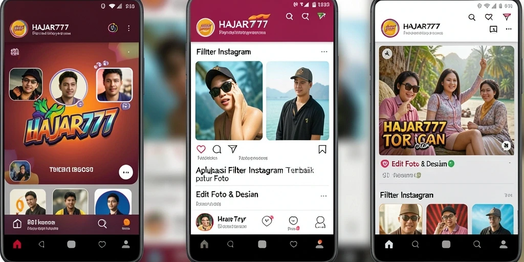 Tampilan antarmuka aplikasi HAJAR777 untuk efek Filter Instagram.
