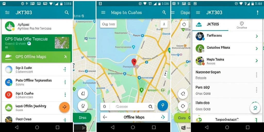 Tampilan antarmuka aplikasi GPS Offline Maps JKT303 yang informatif dan mudah digunakan.