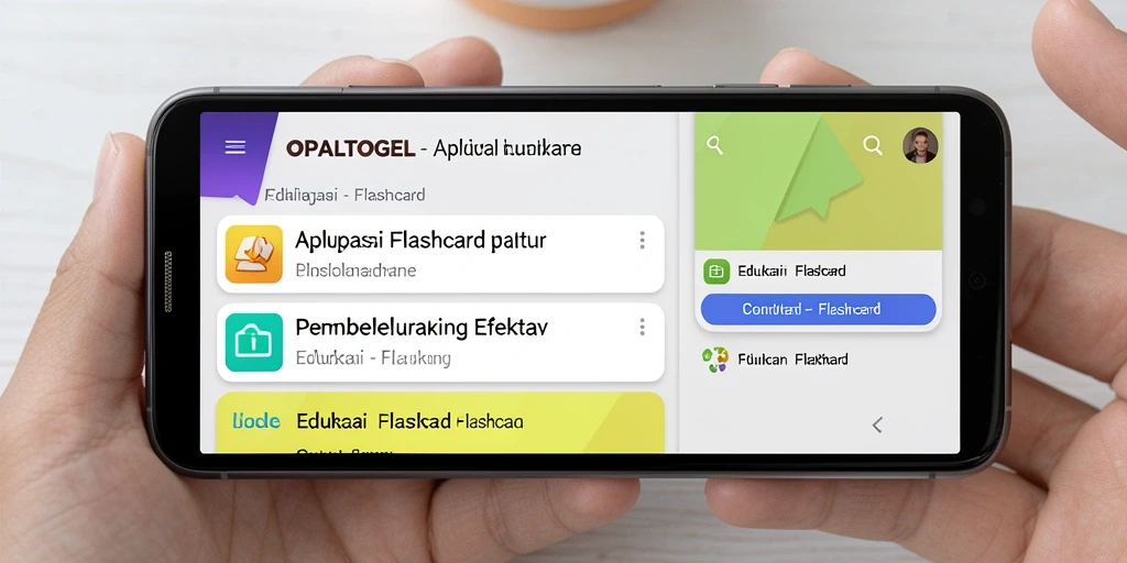 Antarmuka aplikasi OPALTOGEL dengan fungsi Flashcard yang interaktif.