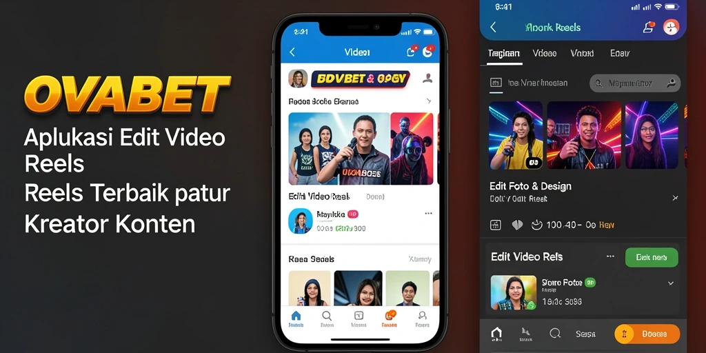 Tampilan antarmuka OVABET saat mengedit video Reels dengan berbagai fitur menarik.